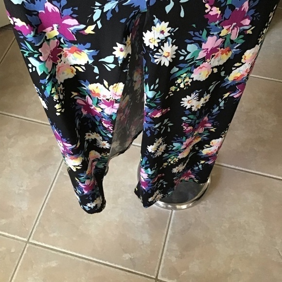 Floral Maxi Sundress Junior SMALL Sleeveless Shoulder Tie Stretch Poof New York - Picture 16 of 16